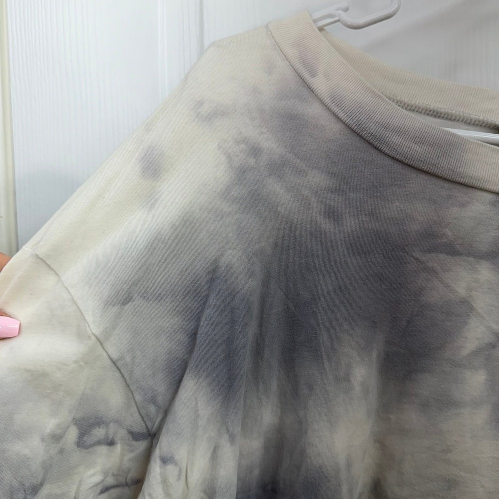 NEW Wild Fable gray white long sleeve tie dyed cropped 100% cotton casual shirt - Picture 3 of 8